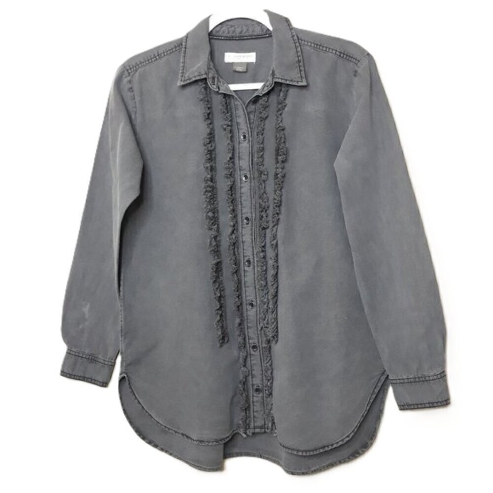 Anthropologie Pilcro and the Letterpress Juni Ruffle Denim Shirt XS Western